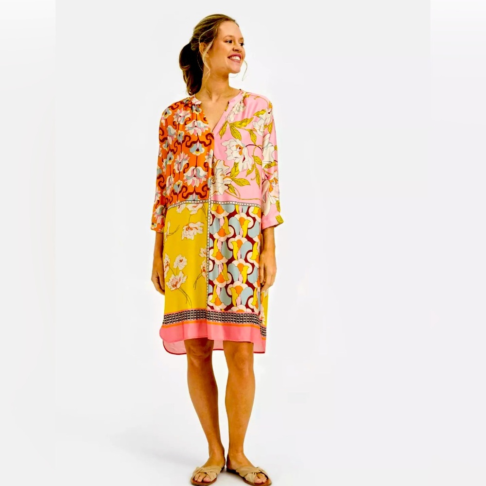 MILANO ITALY Mandarin print dress NEW L/XL